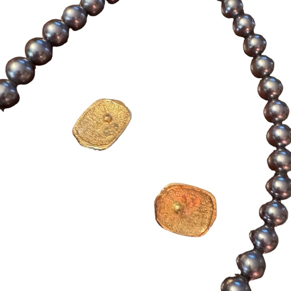 Kenneth Jay Lane Grey Pearl crystal enameled panther necklace & earrings Set - Picture 7 of 12